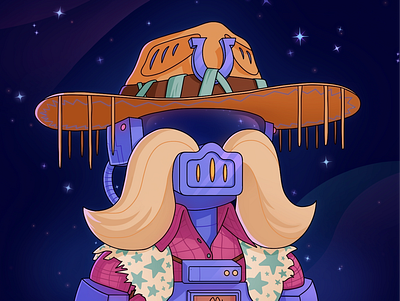 Cosmic Jam: Character design #1 2d adobe illustration alien art astronaut cartoon character cowboy cut graphic design hat illustration mustache nft nft art space ufo vector