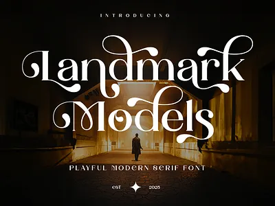 Landmark Models – Playful Modern Serif Font branding branding font display display font editorial design elegant font design lettering serif serif font swash font typeface typography vintage vintage font wedding wedding logo