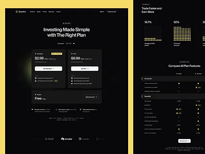 Quatra - Pricing Page animation clean design finance financial financial design financial website financialappdesign fintech fintech design minimalist modern motion graphics ui uidesign uiux ux uxdesign web design website