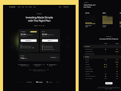 Quatra - Pricing Page animation clean design finance financial financial design financial website financialappdesign fintech fintech design minimalist modern motion graphics ui uidesign uiux ux uxdesign web design website