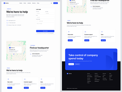Zentra Contact Page: Help & Support Center company company contact company profile contact contact page help help support page help center landing page location map saas support support center support page uiux web design web design company website
