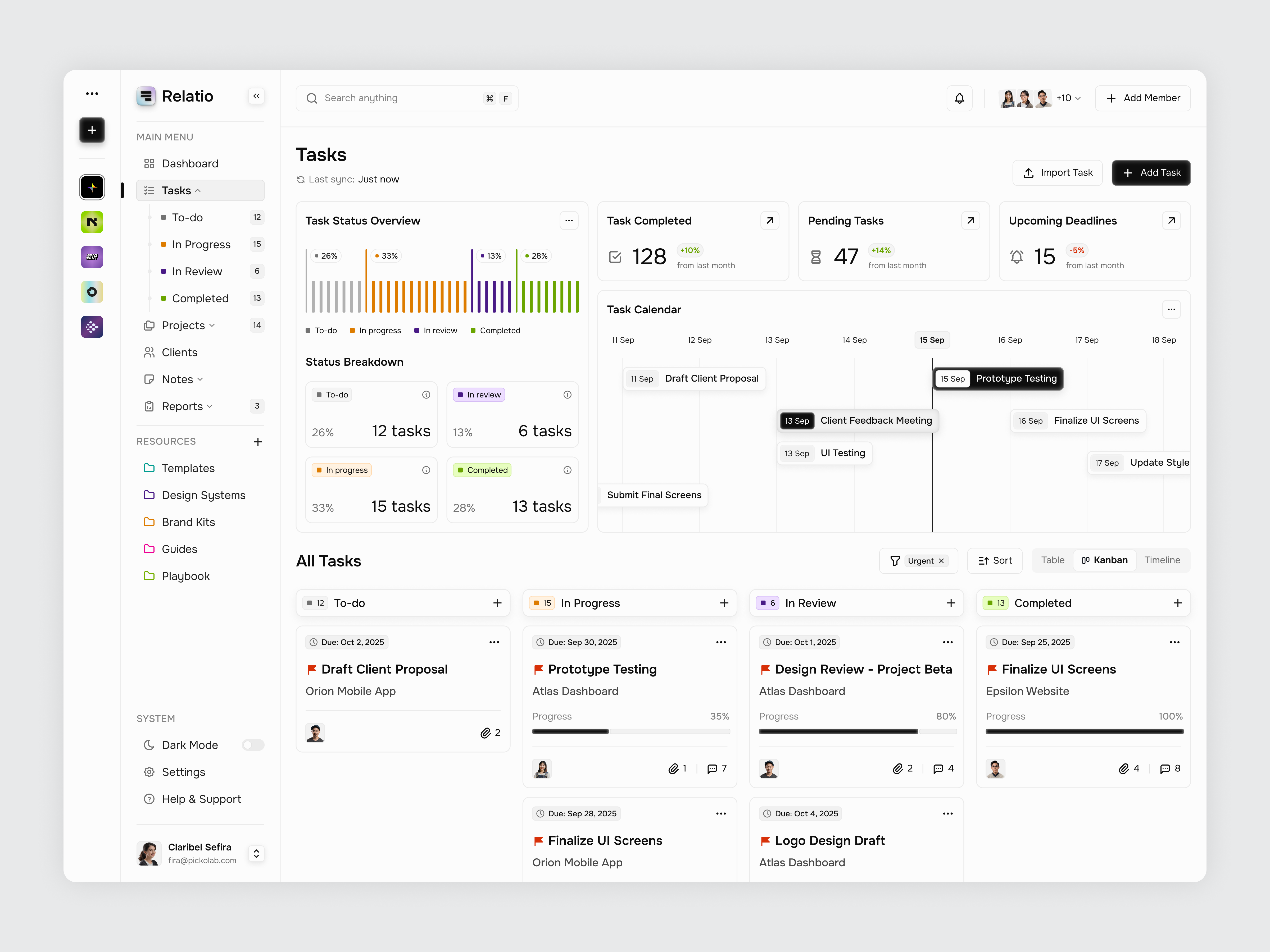Project Management Dashboard - Task Page dashboard design management minimal modern productivity project project management project management dashboard schedule task task manager task manager dashboard timeline tracking ui ui design ux design website works