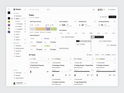 Project Management Dashboard - Task Page dashboard design management minimal modern productivity project project management project management dashboard schedule task task manager task manager dashboard timeline tracking ui ui design ux design website works