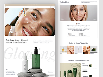 Glowskin - Beauty Care Website beauty beautycare beautywebsite cleanbeauty cosmeticsbranding dribbble ecommerceui glowingskin landingpage naturalskincare saas saasdesign saasui skincarebrand skincareconcept skincareproducts skincareui ui uiux ux
