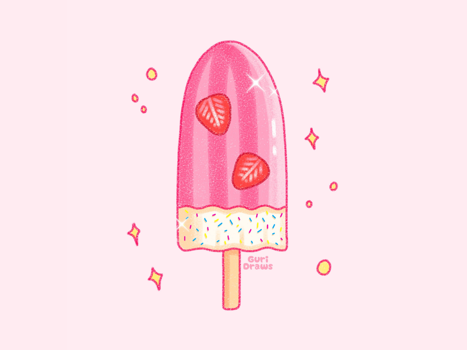 Strawberry Popsicle 2d art design digital art food ice cream illustration pink popsicle strawberry summer sweet