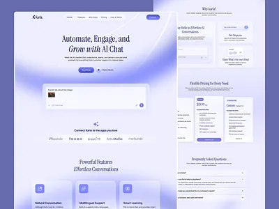 Karla | AI Chatbot Website Design ai chat app ai chat interface ai chat ui ai chatbot design ai chatbot landing page ai chatbot ui ai chatbot website figma design graphic design modern ui modern website design pixxen ux design