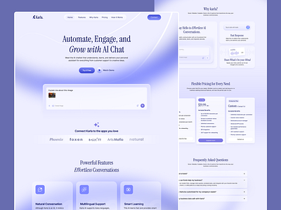 Karla | AI Chatbot Website Design ai chat app ai chat interface ai chat ui ai chatbot design ai chatbot landing page ai chatbot ui ai chatbot website figma design graphic design modern ui modern website design pixxen ux design