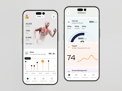 Fitness Tracker App Design for Health Insights app interface app ui clean design fitness app fitness app design fitness goals fitness tracker health tech health tracking health ui mobile app mobile app design mobile design modern design product design ui design inspiration uiux user experience visual design wellness design