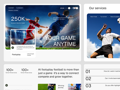Footyplay - Football website business website creative website design foot ball website landing page modern design ui ui ux web design