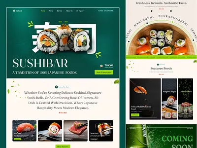 Sushi - Food Landing page creativety dribbbleshot ecommercedesign figmadesign resturent sushibranding sushifood sushihero sushilanding sushiminimal sushiui sushiwebsite