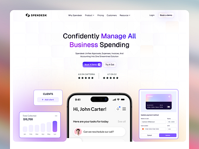 Spendesk - Finance Website banking website finance finance website financial fintech graphic design mobile app trendy website uidesign ux kit web design website website landing page website template