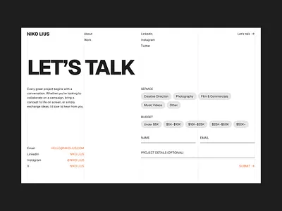 Art Director Portfolio - Contact Page contact contact form contact page contact us creative service form get in touch input form inquiry inquiry form lets talk nucleus reach out website