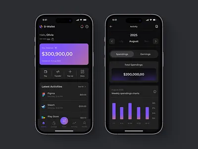 D-Wallet - Financial Management App concept illustration mobile app ui ux visual design