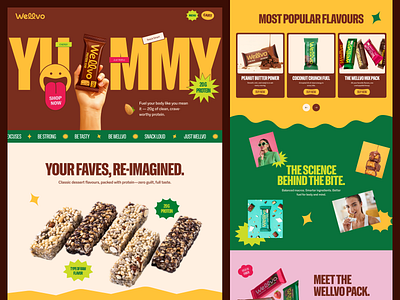 Protein Bar Website UI | Healthy Snack Landing Page Design branding colorful ui ecommerce fmcg design food ui food website health website healthy snack landing page modern ui packaging design product page product showcase protein bar snack brand ui design web design