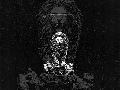 name majestic leo illustration art astrology birthday black and white detailed digital fierce horoscope illustration jungle leo mane nature powerful roar strength wild wildlife zodiac zodiac sign