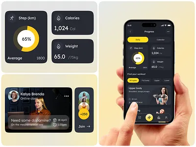 Health & Workout App – Minimal Dark UI dark mode exercise app fitness fitness ai app fitness app fitness mobile app fitness tracker fitness ui gym app health health app healthcare ios jogging minimal mobile mobile app design sports workout workout app