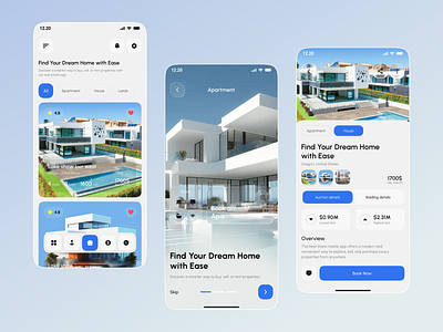 Real Estate Mobile App apartment apartment finder app app design booking house search app housing marketplace ios app management mobile mobile app design property finder ui property listing proptech real estate real estate app real estate startup rent ui ux
