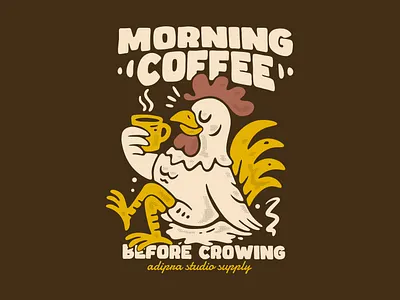 Rooster character with a coffee adipra adipra std adipra studio adpr bold graphic art cartoon rooster coffee artwork coffee cup graphic cozy illustration cute coffee art farm animal art flat style art morning drink art morning rooster retro design rooster character rooster coffee rooster drawing stylized rooster vintage illustration
