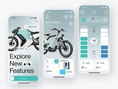 Electric Ride – Smart Motorcycle App UI ai app app design design dribbbleshot electric bike electric motorcycle ellitric ride mobile mobile app mobile app design mobile ui moto app motorcycle motorcycle app ride app smart smart motorcycle technology ui