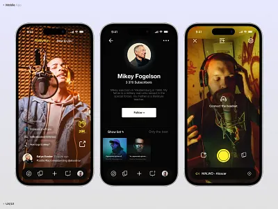 Mobile Interface app dark mode app live music mobile mobile design music ui uix