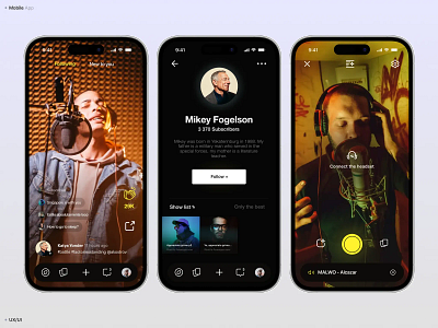 Mobile Interface app dark mode app live music mobile mobile design music ui uix