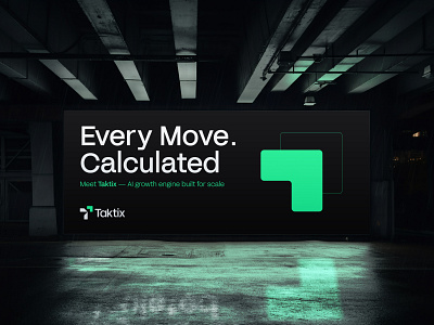 Taktix - AI-powered platform ai logo app logo branding dark monochrome lettermark logo logo designer logotype soft green logo startup branding t logo tracker