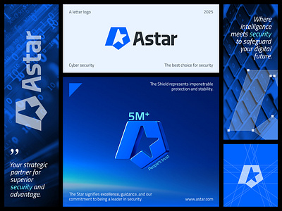 Cyber security logo - a letter logo 5millon a letter logo a logo a star logo branding business logo company logo cyber security logo data digital logo design modern logo monogram logo negative space logo saas logo space star logo technology logo typography website