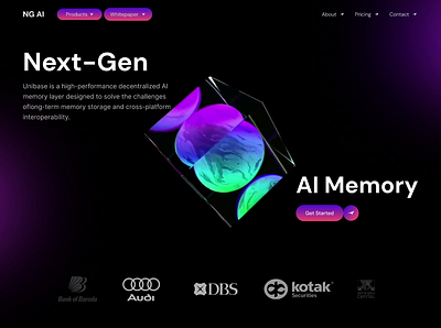 AI agents and blockchain platform ai ai 3d animation website ai 3d website ai agents ai crypto ai landing page ai startup app next gen website ui ux web3 website