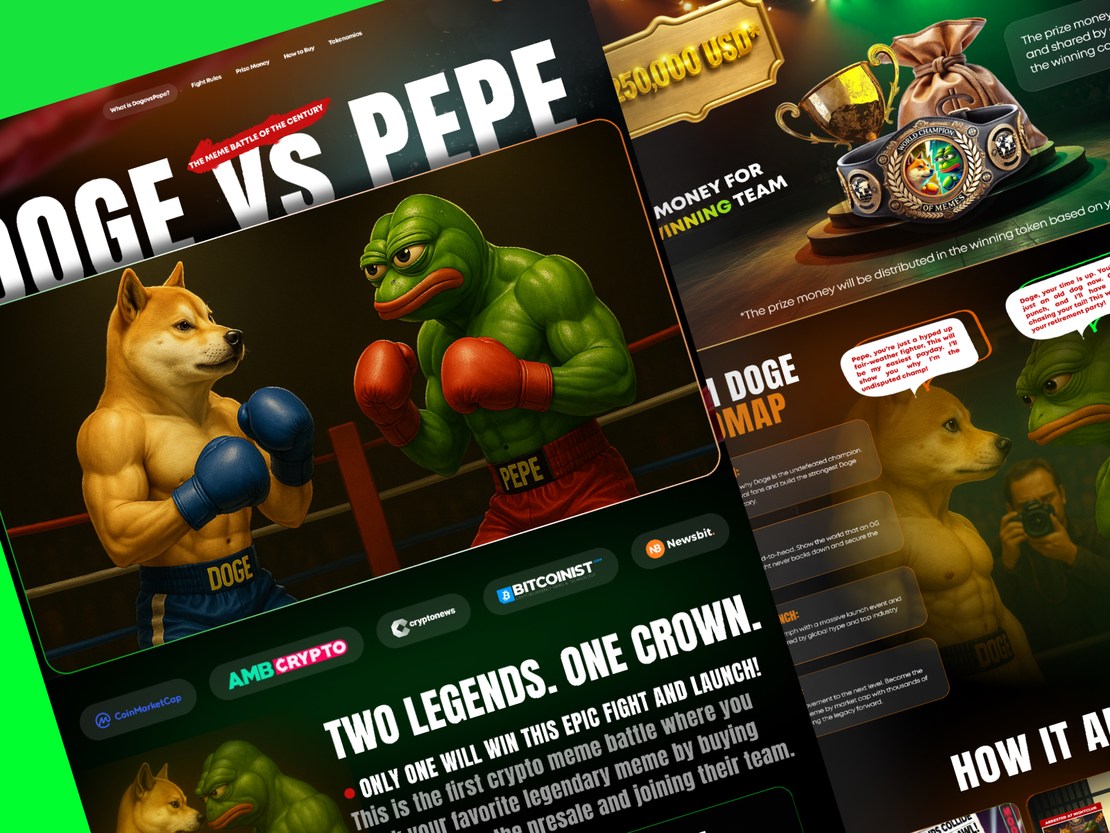 Doge vs Pepe. Crypto Meme Battle Landing Page by Nina Marinenko on Dribbble