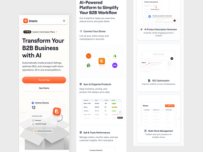 Bravix – B2B AI E-Commerce Mobile Responsive ai artificial intelligence automation b2b clean clean interface ecommerce landing page micro component minimal modern saas startup ui uiux web design website
