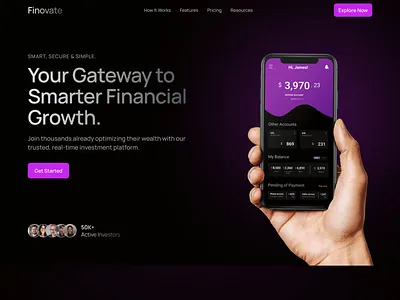 Fintech Landing Page Design Animation for Investment Platforms app app landing page banking banking app design currency dark mode digitalbanking finance financial financial solution fintech internet banking investment mfs mobile banking modernsaas platform saas saaswebsite technology