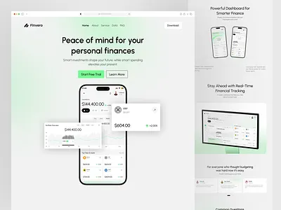 Finance Management Landing Page banking banking app finance finance landing page finance website financial service fintech landing page minimalist mobile banking ui web page webpage website