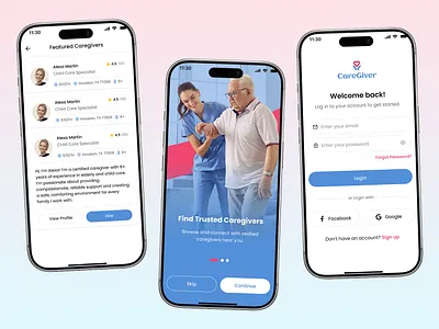 CareGiver (AI) — Complete Digital Ecosystem (App, Admin & Web) ai app design healthcare healthcare ai healthcare app healthcare website mobile app design modern uiux design ui design uiux design web uiux