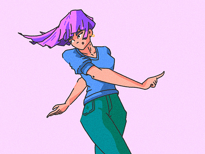 Dance Illu character dance hair style illustration procreate run walk