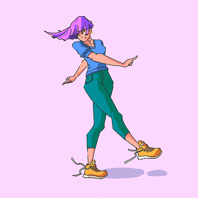 Dance Illu character dance hair style illustration procreate run walk