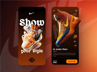 Shoe App Design Concept 3d android animation app app design branding design e commerce graphic design icons illustration ios iphone logo mobile app shoes ui ux