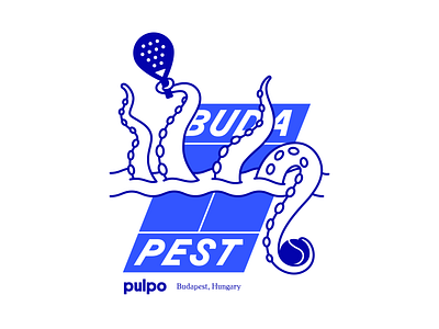 Pulpo - Padel coach, Budapest animal ball branding budapest character court design hungary illustration kraquen lines octopus padel pulpo racket river sport t shirt tennis vector