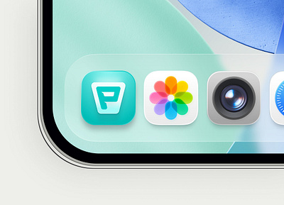 Publer's iOS 26-style icon 26 badge branding camera gallery glass green icon ios iphone publer shadow shine shining style trend
