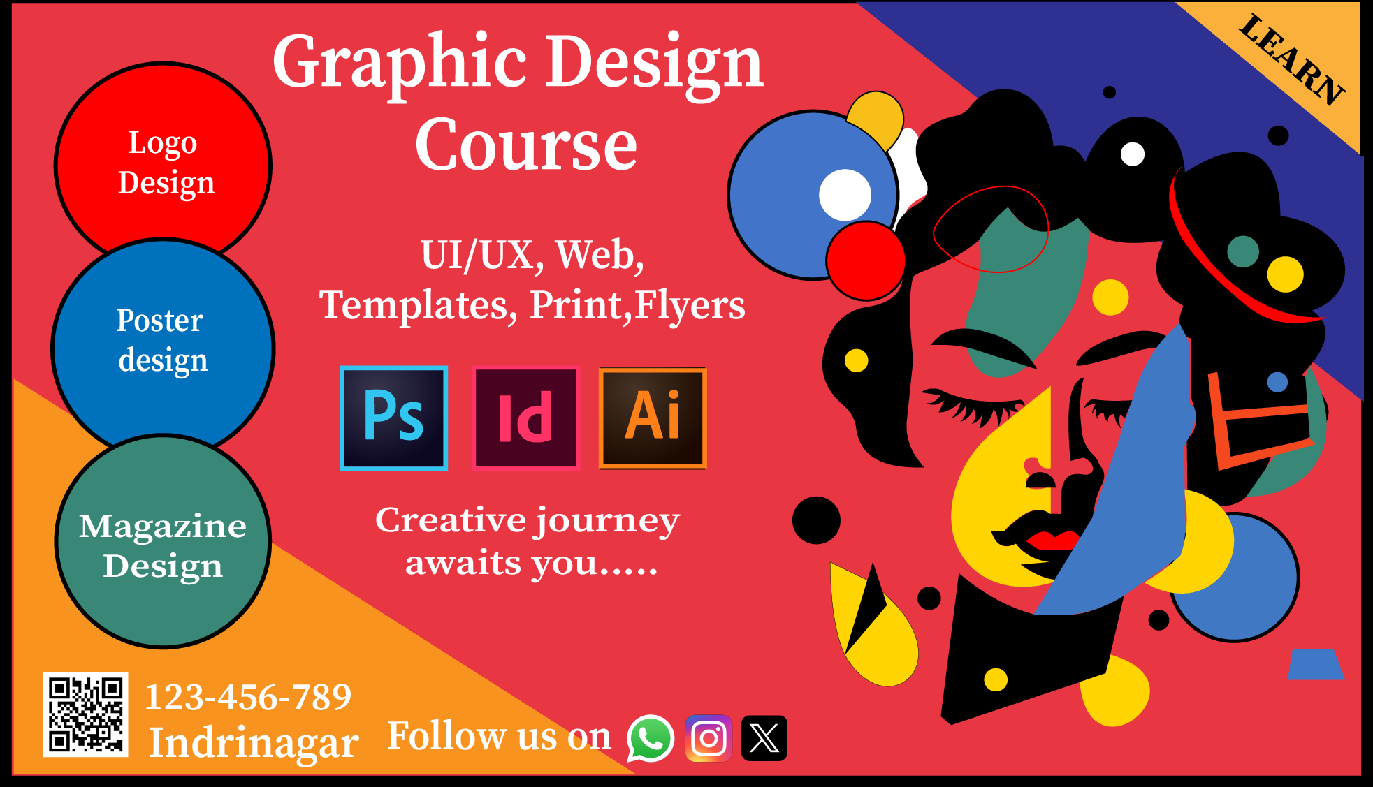 Graphic Design Course Poster Illustration advertisement branding design graphic design illustration logo typography ui ux vector