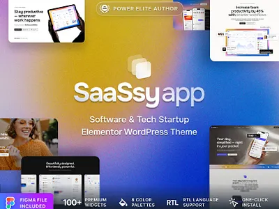 SaaSsy App - Software & Tech Startup WordPress Theme cmsmasters elementor theme mobile app website saas website startup theme tech startup web design web app theme web design website design wordpress theme