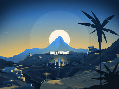 Paramount Network - 10th Birthday styleframe 1930s 2d animation animation art deco bel air beverly hills hollywood hollywood hills illustration illustrator los angeles luxury movies palms paramount sek sekond vector whitley heights