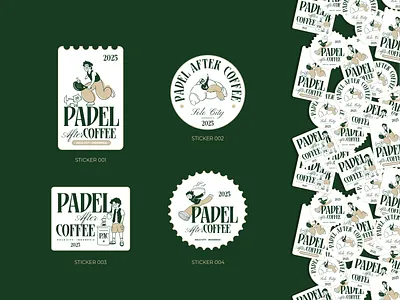 Sticker: Padel After Coffee branding cartoon coffee design graphic design illustration lettering logo padel sticker ui ux vector