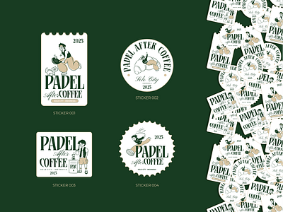 Sticker: Padel After Coffee branding cartoon coffee design graphic design illustration lettering logo padel sticker ui ux vector