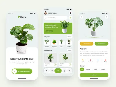Plant Care Mobile App ai design garden green green lifestyle app minimal app design mobile app nature nature app onboarding plant app plant care plant care app plant nersury plant shop scan smart scanner ui ux