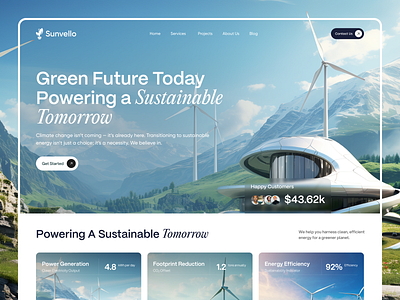 Sustainable Green Energy Website b2b clean energy design clean ui eco design eco friendly eco website green energy landing page minimal ui modern ui product design saas solar design solar website sustainable energy ui uiux ux web design website design