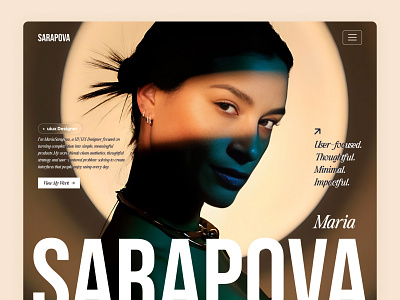 Clean, Modern, Professional Portfolio Website - The Sarapova branding ui case study designer portfolio wesbite designer website developer website ecommerce portfolio female hero section ui mobile landing page ui modern portfolio portfolio header section portfolio landing page portfolio ui product showcase ui sarapova ui shopify development techwitpro uiux