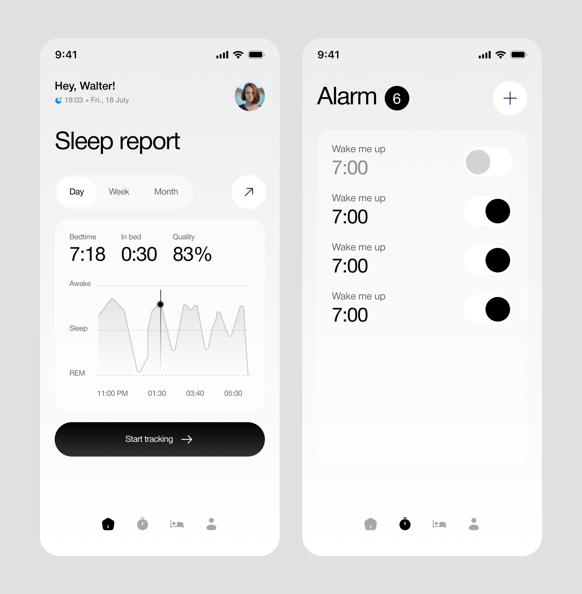 Sleep Tracker App figma health mobile ui ui design uiux user experience design user experience interface ux ux design