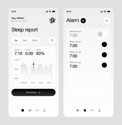 Sleep Tracker App figma health mobile ui ui design uiux user experience design user experience interface ux ux design