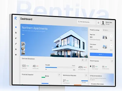 Rentiva Web Application | UI UX Dashboard | Potential 3d app branding dashboard design mobile mobile app ui web application