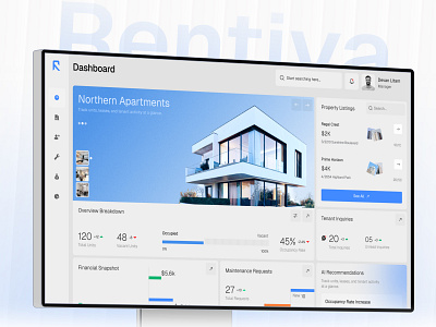 Rentiva Web Application | UI UX Dashboard | Potential 3d app branding dashboard design mobile mobile app ui web application
